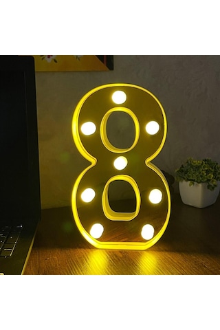 Dekoratif Led Işıklı 3D 8 Rakamı Büyük Boy Organizasyon Doğum Günü Kutlama