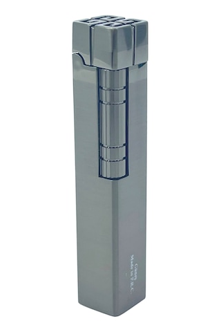 Slim Kare Metal Çakmak - Antrasit - Taşlı Gazlı