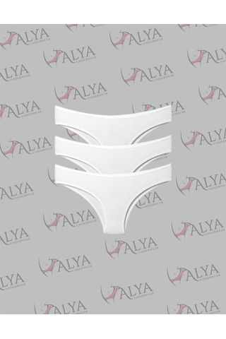 Alya Underwear Kadın Brazilian Külot 3 Adet Beyaz Beyaz