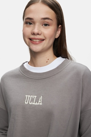 Ucla Olvera Gri Bisiklet Yaka Nakışlı Loose Fit Kadın Sweatshirt Gri