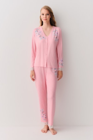 Suwen Jane Maskülen Pijama Takımı Sh26216660b1111 Pembe Puantiyeli