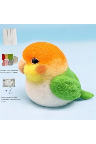 Hightower Yeşil Tüy Dikme Seti - Yeni Başlayanlar İçin Qr Kodlu Eğitim, Renkli Papağan Oyuncak Yapımı Yeşil