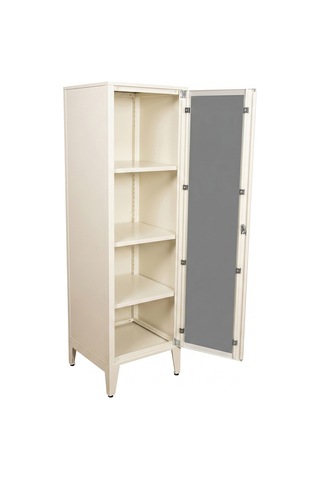 Alfafonet Ziglat Serisi Kilitli Metal Home Office Dolabı Cam Kapaklı Mat Beyaz Ral 9003 450x1500x450 Mm