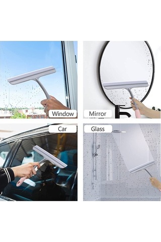 Prestigegoods Silikon Kaymaz Pencere Kazıyıcı Çok Fonksiyonlu Banyo Ev Güçlü Temizlik Cam Silecek