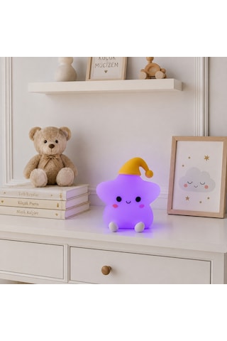 Hukids Uykucu Yıldız Silikon Gece Lambası Beyaz