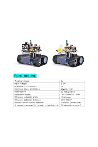 Keyestudio Arduino Uyumlu Robot Tank Kiti, Scratch/arduino İle Programlanabilir Stem Robotu, Dıy Eğitim Seti" Eğitici Oyuncaklar