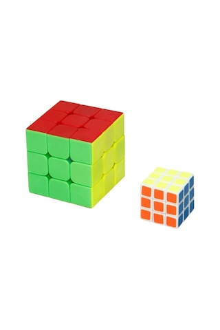 2'li Zeka Küpü Seti - Standart 3x3x3 & Mini 3x3x3 - Hızlı Dönen Etiketsiz Eğitici Akıl Oyuncağı