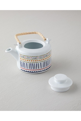 English Home Wordy Porselen Demlik 850 Ml Beyaz - Lacivert Beyaz