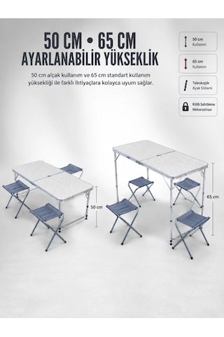 4 Sandalyeli Katlanabilir Kamp Masası Portatif Bahçe Kamp Ve Piknik Masa Seti Diğer
