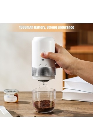 Ulzyvf Taşınabilir Usb Şarjlı 13w Burr Kahve Öğütücü, 200ml, Kamp/ev/ofis Beyaz