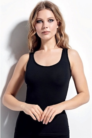 Kolcu Ribana Bayan Kalın Askılı Atlet-kb410-siyah Siyah