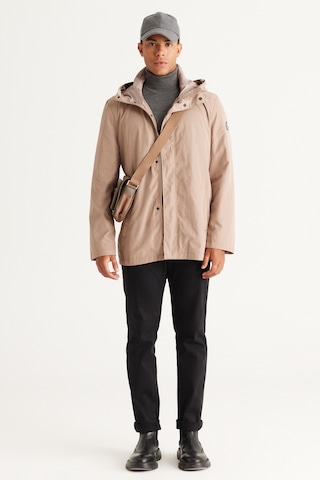 AC&Co / Altınyıldız Classics Erkek Vızon Standart Fit Normal Kesim Kapüşonlu Dik Yaka Trençkot Vizon