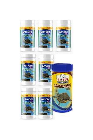 Amore Turtle Green Sticks 7 x 125 ML + Gammarus Su Kaplumbağası Yemi 250 ML
