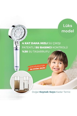 Truva 10 Adet Yedek Filtreli Beyaz Renk Masaj Özellikli Duş Başlığı Krom