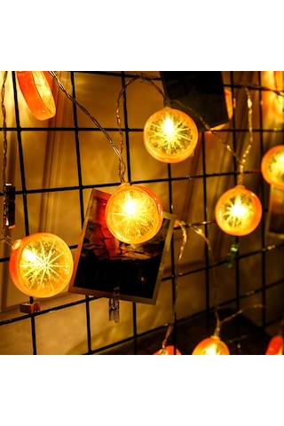 3m Limon Dilimi Usb Tak Romantik Led Dize Tatil Işık, 20 Led Genç Tarzı Sıcak Peri Dekoratif Lamba Noel, Düğün, Yatak Odası Turuncu Diğer