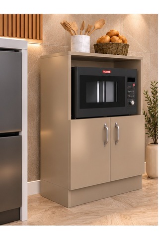 Rafineri Makro Dolap Çok Amaçlı Mikrodalga Dolabı Krem