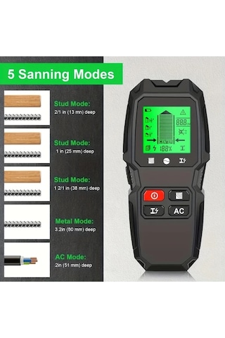 Xuweiwei Hw-qb6 Turuncu 5li Duvar Tarayici Civi Bulucu Metal Ac Tel Dedektoru Lcd Ekranli Ahsap Metal Canli Tel Tespiti Kompakt Tasarim