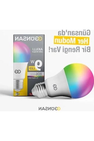 Günsan Akıllı Wifi Led Ampul Rgb Çok Renkli Tuya Ve Smart Life Uygulama Destekli 9w 2700k-6500k Ayarlanabilir Enerji Sınıfı F