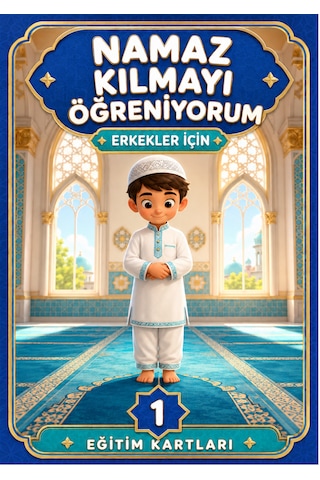 Erkek Çocuklar İçin Zincirli Abdest Ve Namaz Kartları 50 Kart + Silinebilir Kalem