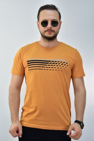 Escetic Erkek Hardal Slim Fit T-Shirt-3298 Hardal