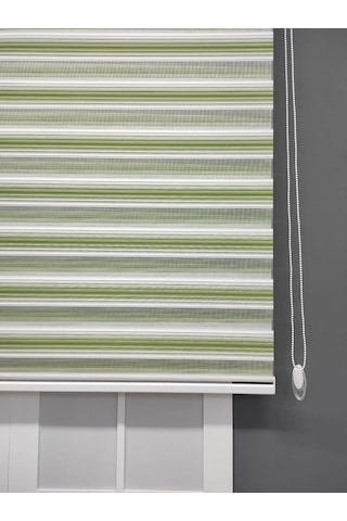 Yeşil Beyaz Geçişli Zebra Stor 200x200 Çok Renkli
