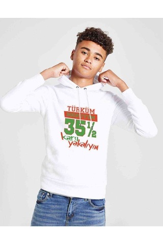 Tshirthane Türküm Doğruyum Karşıyakalıyım Baskılı Unisex Çocuk Sweatshirt Beyaz