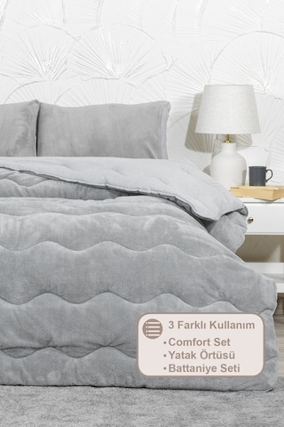 Elart Victor Comfort Uyku Seti Tek Kişilik Wellsoft 2 Parça 155x215 Cm Gri Gri