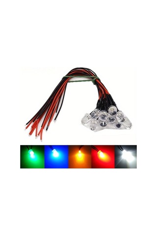 20 Adet Dc 12v Ön Kablolu 5mm Led Işık Lamba Ampulü Kablolu Yayan Diyotlar Şeffaf Sarı Mavi Yeşil Beyaz Kırmızı Mavi