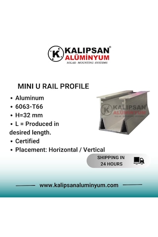 Mini U Ray Profili H:32mm 1500 Mm 4 Adet Mini U Ray Profili H:32mm 1500 Mm 4 Adet