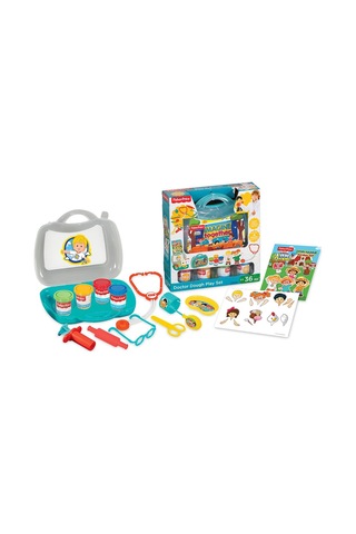 Little People Çantalı Doktor Muayene Seti Ve 4 Renkli Oyun Hamuru Çok  Renkli