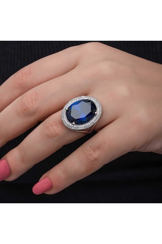 Casera's Gümüş Safir Taşlı Kadın Yüzük Csr2185505 Gümüş