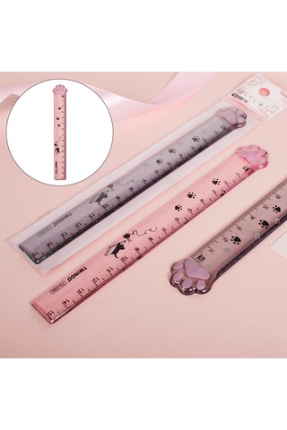 Dolıty Sevimli Öğrenci Cetveli Kedi Pençe Şeklinde Pembe
