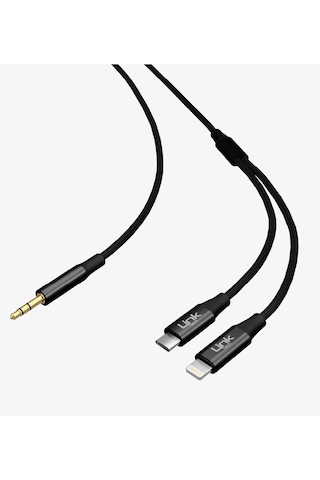 Linktech Aux To Type-c Ve Lightning Dönüştürücü - Linktech A204 3.5mm Aux'u Type-c Ve Lightning Dönü