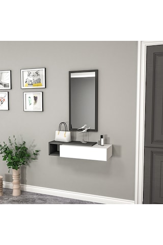 Arnetti Vien Aynalı Çekmeceli Dresuar Antrasit Beyaz Antrasit - Beyaz