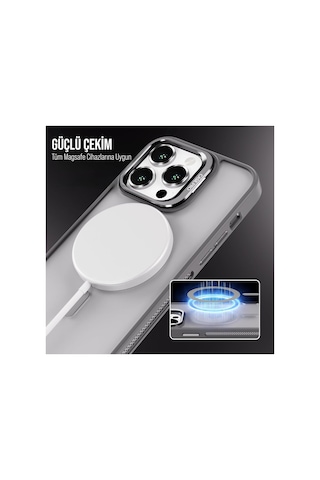 Apple iPhone Uyumlu 15 Promax Kamera Korumalı Stantlı Magsafe Destekli Lens Koruyucu Telefon Kılıf Çöl