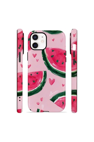 Apple iPhone Uyumlu 11 Vorian Çift Katmanlı Magsafe Kılıf Watermelon Hearts
