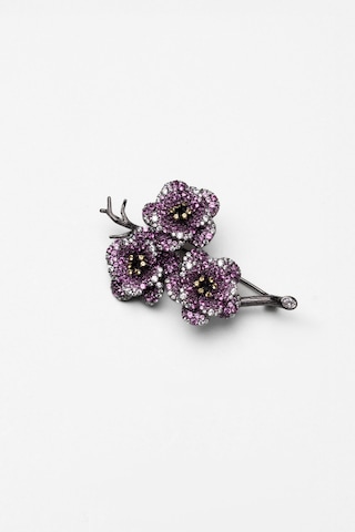 Sakura Siyah Rodyum Kaplama Gümüş Broş Siyah