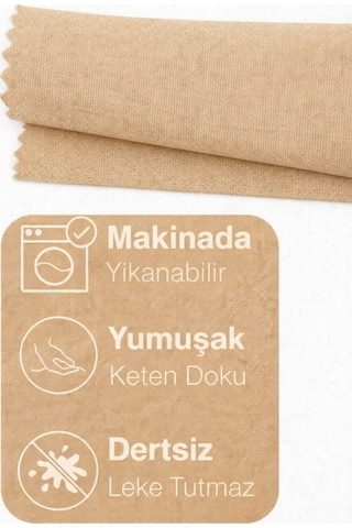 Perdeyap1980 Kadife Dokulu Bej Renk Ada Serisi Runner 40 X 140 Cm Bej