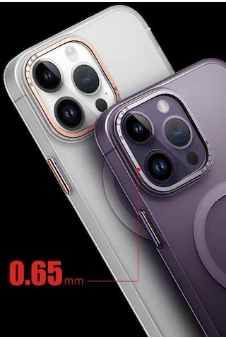 Apple Uyumlu iPhone 14 Pro Max Magsafe Şarj Özellikli Buzlu Sert Pc Zore Tuval Kapak