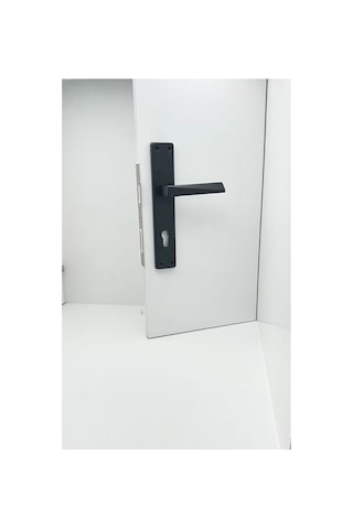 Piramit Siyah Lüx Kare Aynalı Yale Çelik Kapı Kolu Sol Basar Tek Yön