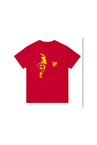 Göztepe Atatürk'ün İzindeyiz Kısa Kollu Bisiklet Yaka T-shirt KIrmızı