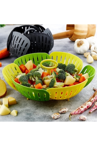 Büro Ev Ofis Mutfağı İçin Plastik Katlanır Buharda Pişirme Aparatı Haşlama Sepeti
