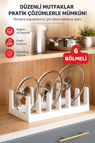 Çok Amaçlı Plastik Tabak,tava,tencere Kapağı Düzenleyici Beyaz