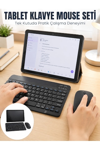 Plentifulsım Kartlı Android Tablet Bluetooth Klavye Kablosuz Mouse Geniş Ekran Ve Taşınabilir Kullanım Seti Optik