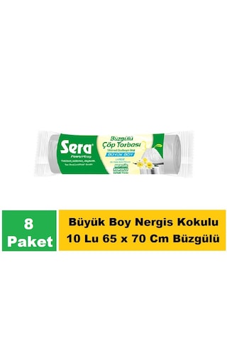 Sera Çöp Torbası Büzgülü Nergis Büyük Boy 65 X 70 Cm 8 X 10 Lu