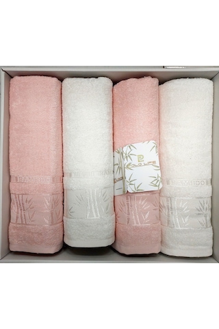 Polo Life 4 Parça Bamboo Hamam Seti Büyük Boy -pembe Krem Pembe - Krem