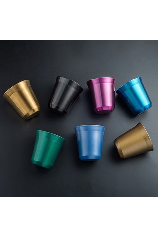 Ranyeek Küçük Boy Altın 80ml Çift Katlı Paslanmaz Çelik Isı Yalıtımlı Kahve Fincanı - Evde Kullanıma Uygun Altın