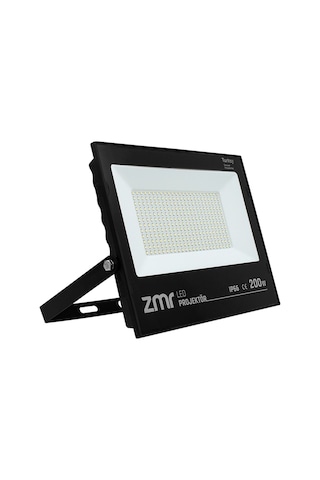 Zmr 200 Watt - 220 Volt Beyaz 6500k Ip66 150 Işık Açısı Siyah Slim Kasa Led Projektör-37096