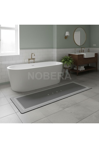 Nobera Kauçuk Kaymaz Tabanlı Ultra Emici Banyo Paspası 40x120cm Hızlı Kuruyan Paspas Gri