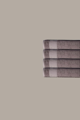4 Lü Çizgili Gri Renk Yumuşak Pamuk El Yüz Havlu Seti 50x90 Cm